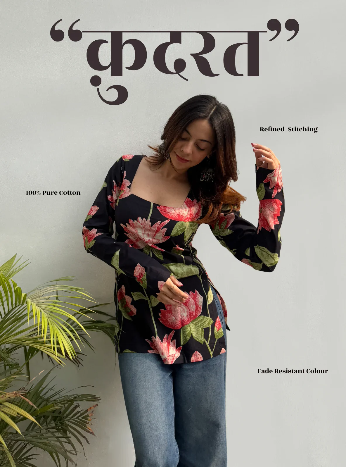 Kudrat Square Neck Kurti by Baisa