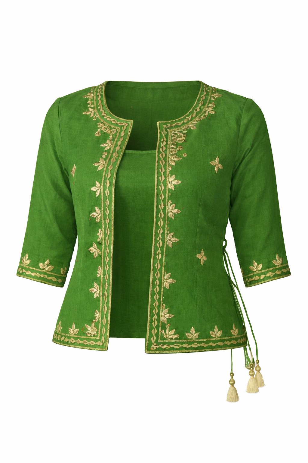 Shehzadi Handwork Ethnic Saree Jacket | Women’s Embroidered Ethnic Jacket for Saree – Ivory Gold Handwork Festive Party Wear Designer Layer