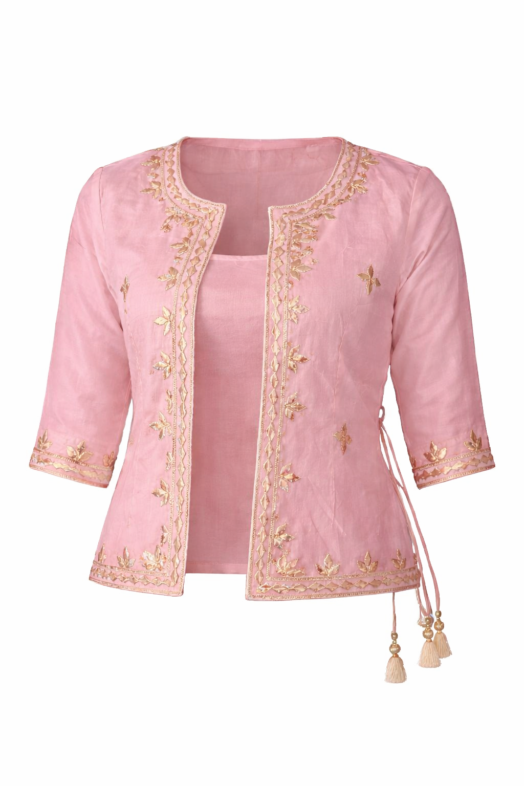 Shehzadi Handwork Ethnic Saree Jacket | Women’s Embroidered Ethnic Jacket for Saree – Ivory Gold Handwork Festive Party Wear Designer Layer