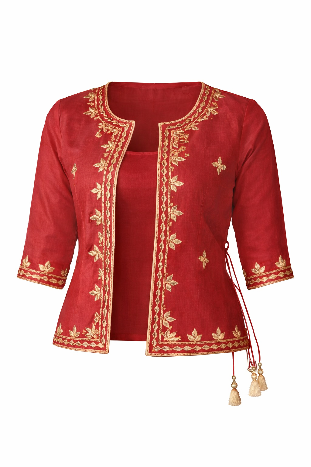 Shehzadi Handwork Ethnic Saree Jacket | Women’s Embroidered Ethnic Jacket for Saree – Ivory Gold Handwork Festive Party Wear Designer Layer